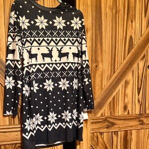Black and White Reindeer Pattern Dress
